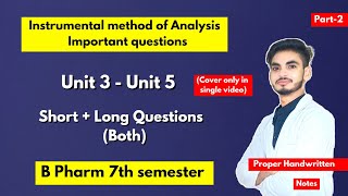 Instrumental method of analysis Important questions with solution। Short amp long। B Pharm 7th sem। [upl. by Yvonner]