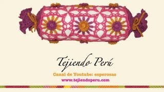 Almohada o cojín caramelo tejido en telar reloj y crochet [upl. by Migeon]