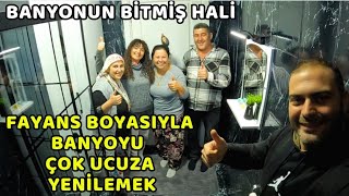 BANYOYU FAYANS BOYASIYLA ÇOK ÇOK UCUZA YENİLEMEK İNANILMAZ DEĞİŞİM  KÖY EVİ [upl. by Enomad]