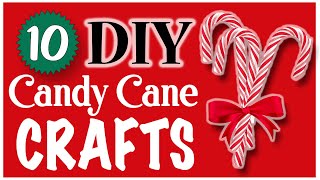 10 EASY Candy Cane Crafts 🎄 CHRISTMAS DIY  Dollar Tree DIY [upl. by Zerep]