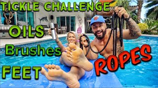 Feet TICKLE CHALLENGE ropes ties oils brushes [upl. by Tenner]