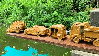 Drive the Muddy Toy Vehicle by hand and threw it into the water for cleaning  Toy Vehicles Cleaning [upl. by Koball725]