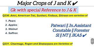 Major Crops of J and K  1000 MCQ Series on Gk of J amp k  GK of J and K  TheAspirants01 [upl. by Alenairam879]