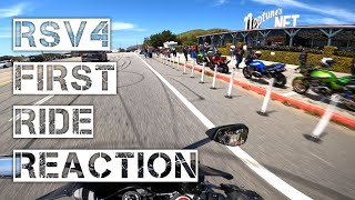 RSV4  First Ride Reaction  Its A Beast [upl. by Eimor794]