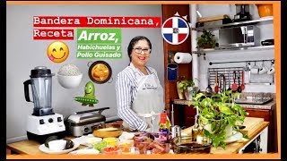 BANDERA DOMINICANA RECETA arroz frijoles pollo polloguisado recetafacil [upl. by Orran773]