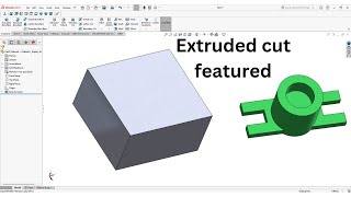 SOLIDWORKS  EXTRUDED CUT FEATURE  ENGINEERING👨‍🔧 [upl. by Cris708]