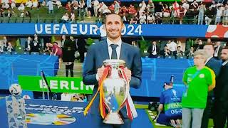 Giorgio Chiellini CARRIES Euro 2024 Trophy TO STADIUM VS England vs Spain Giorgio Chiellini TROPHY [upl. by Hanoy627]