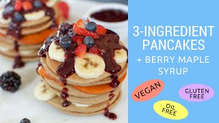 Healthy 3Ingredient Vegan Pancakes gluten amp oilfree [upl. by Denney89]