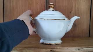 Hutschenreuther Gold and White China Large Teapot [upl. by Janene]