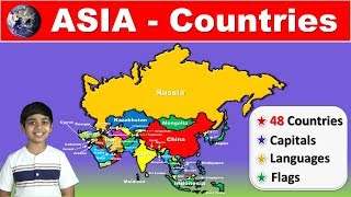 Countries of ASIA  Capitals  Flags  Languages  Detailed information for Competitive Exams [upl. by Nashner]