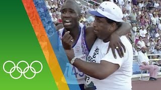 Derek Redmond at Barcelona 1992  Epic Olympic Moments [upl. by Akemahc458]