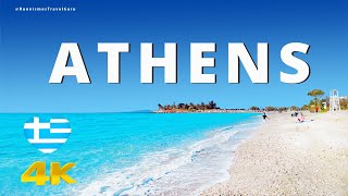 Greek Caribbean the exotic beach of Glyfada  Athens Riviera Greece  4K WALKING TOUR [upl. by Skyla]