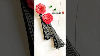 Polymer Clay Necklace Earrings Red Roses amp Black Tassels  Handmade Jewelry [upl. by Ynohtnael]