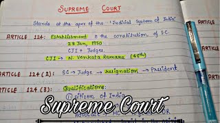 Supreme CourtPart1  lec43  Handwritten notes  Indian Polity  An aspirant [upl. by Kulsrud]