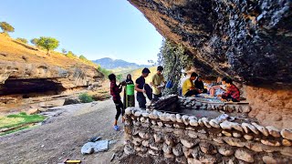 Nomadic lifestyle with mother cooking with firewood and building a shelter [upl. by Hecht]