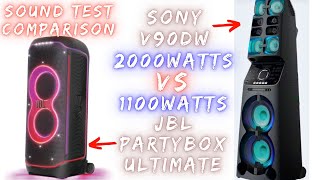 JBL Partybox Ultimate 1100 Watts VS 2000 Watts Sony MUTEKI MHCV90DW  Sound Test Comparison [upl. by Nady]