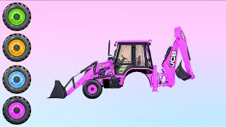 JCB 3DX Backhoe Loader Loading Mahindra Tractor And Swaraj Tractor Trolley  Jcb Dozer Cartoon  JCB [upl. by Kadner129]