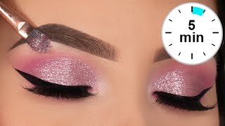 5 MINUTE Glitter Eye Makeup Tutorial  Prom Eye Makeup [upl. by Akinorev]