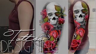 TATTOO SLEEVE STEP BY STEP  Designing a sleeve with Photoshop [upl. by Bertila]