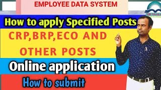 CRP BRP ECO SPECIFIED POST ONLINE APPLICATION 202324  EEDS REGISTRATION  HOW TO APPLY ONLINE [upl. by Sices]