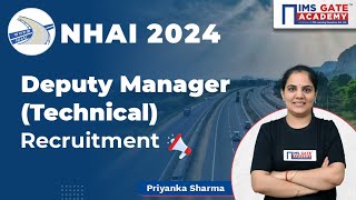 NHAI Recruitment 2024  Deputy Manager Civil  60 Post  Detailed information  Priyanka Sharma [upl. by Eradis]