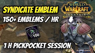 Syndicate Emblem pickpocket farm  150h  Season of Discovery SOD Level 25 Rogue  1h session [upl. by Odlanor536]