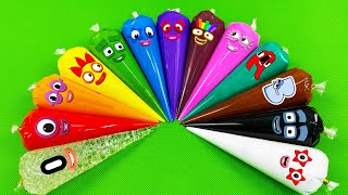 Rainbow SLIME 🌈 Looking Numberblocks Alphablocks Alphabet Lore with Piping Bags  ASMR [upl. by Nylirek]