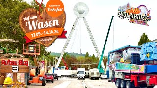 177 Cannstatter Volksfest 2024  Aufbau Blog 3 1192024  Clip by CoolKirmes [upl. by Ilohcin]