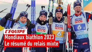 Mondiaux biathlon 2023  La France 3e du relais mixte la Norvège sacrée championne du monde [upl. by Gentry571]