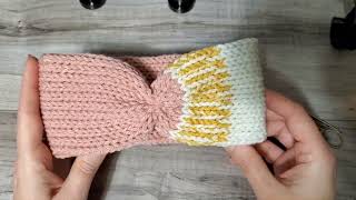 Newborn Headband  Knitted Ear warmer made on Addi Express 22 needles  Circular Knitting Machine [upl. by Ingeborg720]