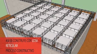 LOSA RETICULAR proceso constructivo animacion en 3D SKETCHUP [upl. by Arabel]