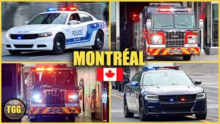 Montréal Police Cars Fire Trucks amp Ambulances Responding [upl. by Takeo]