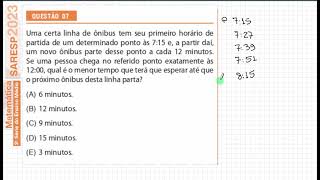 SARESP 2023 3ª EM Q07 matemática ensinomédio provapaulista educação saresp [upl. by Margret436]