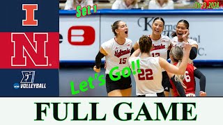 Nebraska vs ILLINOIS Set 1  College Volleyball  October 32024  NCAA Volleyball 2024 [upl. by Yelsnya]