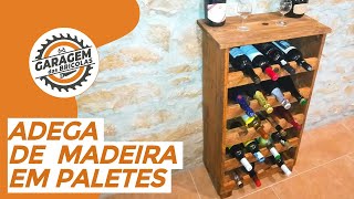 Adega de madeira em paletes Garrafeira de vinhos  Wine rack pallet wood [upl. by Nehgam262]