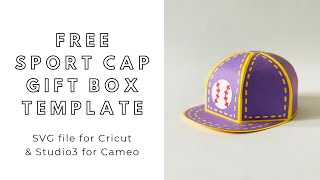 FREE SVG download  DIY Baseball Sport Cap gift box  digital files for Cricut and Silhouette Cameo [upl. by Heimer]