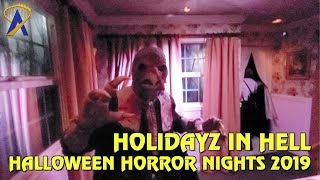 Holidayz in Hell maze amp Christmas in Hell scare zone at Halloween Horror Nights Hollywood 2019 [upl. by Aliac195]