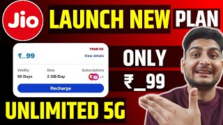 Jio Launch New Plan  98 Days Validity  Unlimited 5g  Only ₹99 [upl. by Acisey]