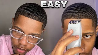 How To Give Yourself A Line Up Easy Tutorial ✂️ shape up edge up hairline [upl. by Oruasi]