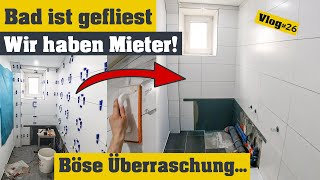 Bad ist gefliest und verfugt nach böser Überraschung Vlog26 wir haben Mieter Wohnung sanieren [upl. by Aihsenek]