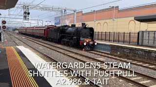 Watergardens Steam Shuttles With Push Pull A2986 amp Tait [upl. by Adnat]