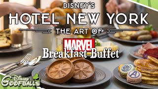 Breakfast Buffet Disneys Hotel New York The Art of Marvel  Disneyland Paris 2022 ✨ [upl. by Acassej438]