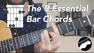 The 8 Essential Bar Chord Shapes  Easy Beginner Guitar Lesson [upl. by Descombes]