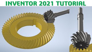 Inventor 2021 Tutorial 190  Assembly Bevel Gear amp Animation Studio  CAD CAM TUTORIAL [upl. by Ahsinauj]