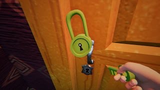 Hello Neighbor Alpha 4  How to use GREEN KEY  GREEN MINIGAME [upl. by Ahseekan]