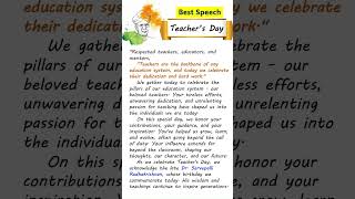 Teachers Day Speech in English  How to start Teachers Day Speech  Best Speech for a teacher [upl. by Ahsin]