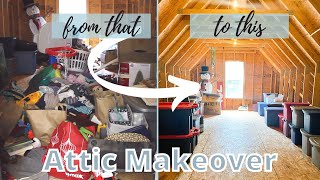 ATTIC MAKEOVER BEFORE AND AFTER  Attic Organization Part 2 [upl. by Nnylatsyrk]