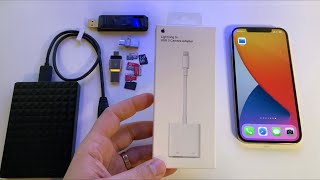 Review Apple Lightning to USB 3 camera adapter test with my iPhone 12 Pro Max [upl. by Swetlana]