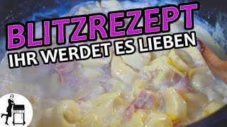 Tortellini Rezept mit cremiger SchinkenSahneSoße [upl. by Attemaj]