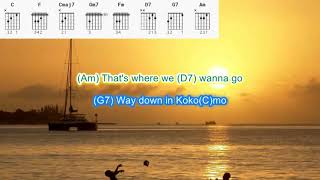 Kokomo by The Beach Boys play along with scrolling guitar chords and lyrics [upl. by Ahsoek182]